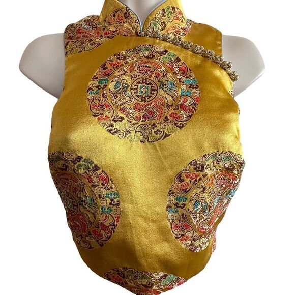 Nasty Gal ~ Chinese inspired Crop top ~ beautiful deep yellow/gold ~ size XS - Picture 3 of 13